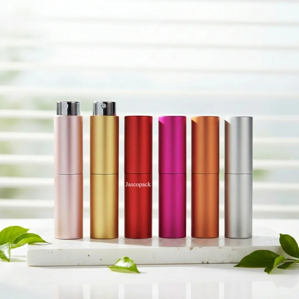 8ml 10ml 15ml 20ml Mini Aluminum Fine Mist Cylinder Men Refillable Perfume Bottle Atomizer for Travel
