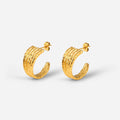 New Arrival Fan-shaped Hoop Earrings Stainless Steel Gold Stud Earring for Women