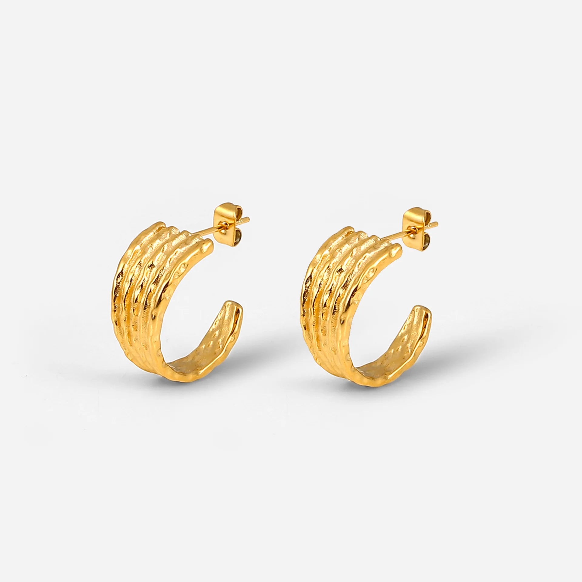 New Arrival Fan-shaped Hoop Earrings Stainless Steel Gold Stud Earring for Women