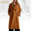 Clothing Factory Wholesale Custom New Women Spring and Autumn Coat Korean Single Breasted Medium Length Coat Khaki Windbreaker
