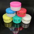 15g 20g 25g 30g Plastic PP Colorful Pink Yellow Blue Whitecolor Cream Jar with Gold Line Cosmetic Packaging Makeup Containers