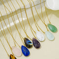 New Arrival Handmade Water Drop Pendant Natural Stone Necklace Luxury Gifts Rose Quartz Amethyst Labradorite Necklace for Women