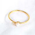 Minimalist 18k Pvd Gold Plated Freshwater Pearl Dainty Zirconia Rings Stainless Steel Women Rings Tarnish Free Fashion Jewelry