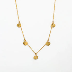 Joolim Jewelry Gold Plated Folds Love Heart Tassel Pendant Choker Necklace Stainless Steel Fashion Jewelry Wholesale