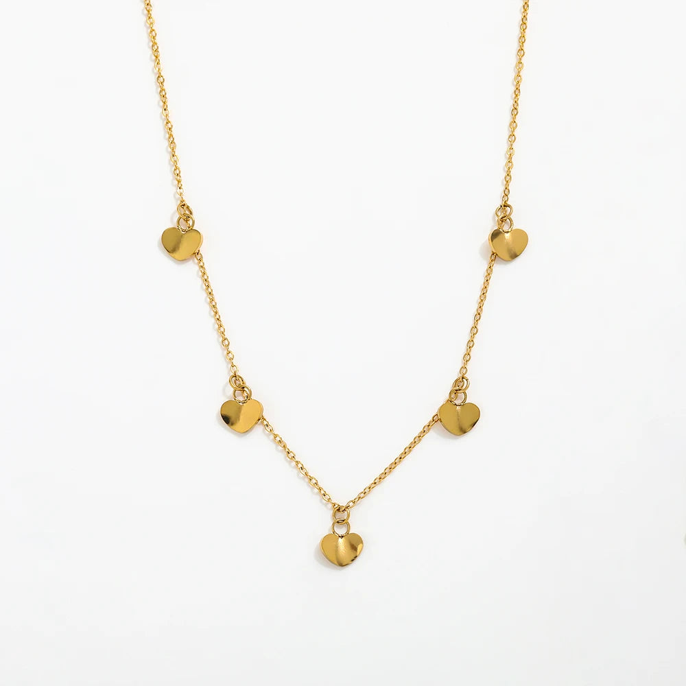 Joolim Jewelry Gold Plated Folds Love Heart Tassel Pendant Choker Necklace Stainless Steel Fashion Jewelry Wholesale