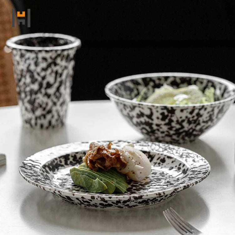 New Arrival Splash Ink Ceramic Dinnerware Porcelain Plate Bowl Ceramic Coffee Mug Set Custom Logo