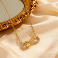 Collar De Acero Inoxidable Mobius Infinity Figure 8 Necklace Stylish Figure-eight Heart-shaped Micro-set Cubic Zirconia Necklace