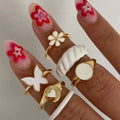 VKME Vintage Heart Dripping Oil Rings Set for Women Style Colorful Love Rings Cute Finger Rings for Girls Jewelry Gifts