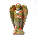 Hongzhuo Gemstone Unakite Angel Statue Hand Carved Semi-Precious Craft 7.5 cm Crystal Angel for Decor Healing Reiki Crafts
