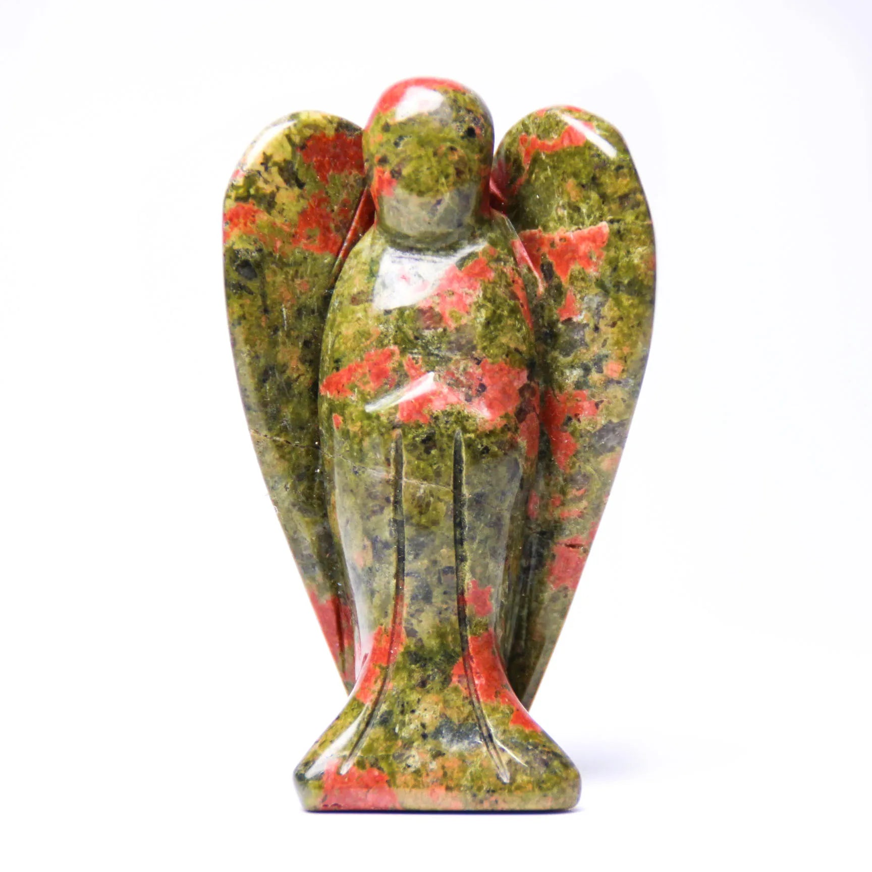 Hongzhuo Gemstone Unakite Angel Statue Hand Carved Semi-Precious Craft 7.5 cm Crystal Angel for Decor Healing Reiki Crafts