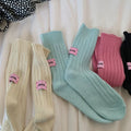 Wholesale Green Pink Grey Beige Bed Socks Women Ribbed Cotton Trending Knitted Socks
