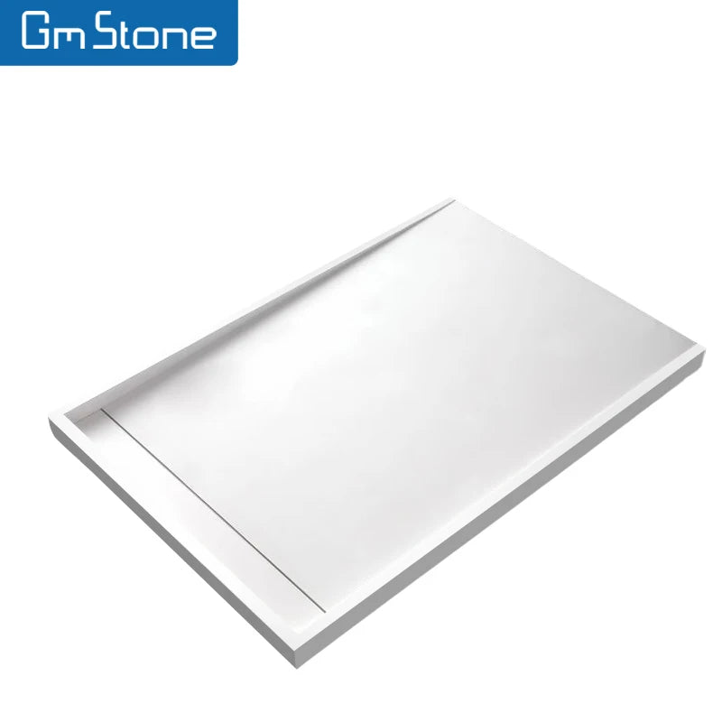 StoneNew Design GM3104 Rectangle Pure White Resin Shower Tray 900x900mm Matt Finish Modern Style Square Shape Bathroom Hotel Use