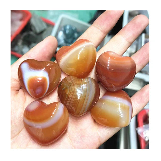 Bulk Wholesale Natural Tumbled carnelian Heart Shaped Quartz agate quartz Crystals hearts for necklace pendant