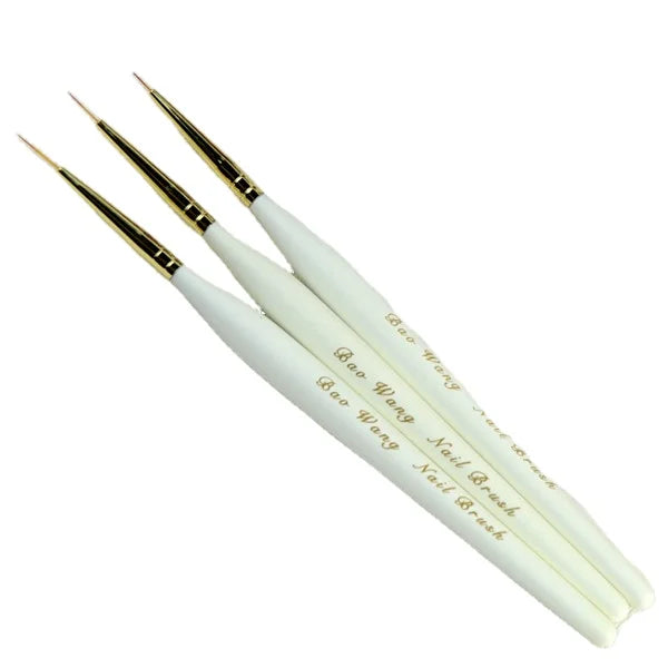 Wholesale Professional OEM Nail Art Brush Set 3pcs Wood Handle Nylon Hair Liner Brush for Beauty Nail Art