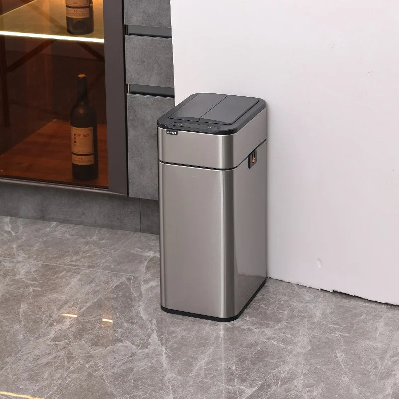Smart 30L Stainless Steel Kitchen Trash Bin Lid Automatic Sensor for Office Hotel Indoor Use Smart Electronic Type for Bedroom
