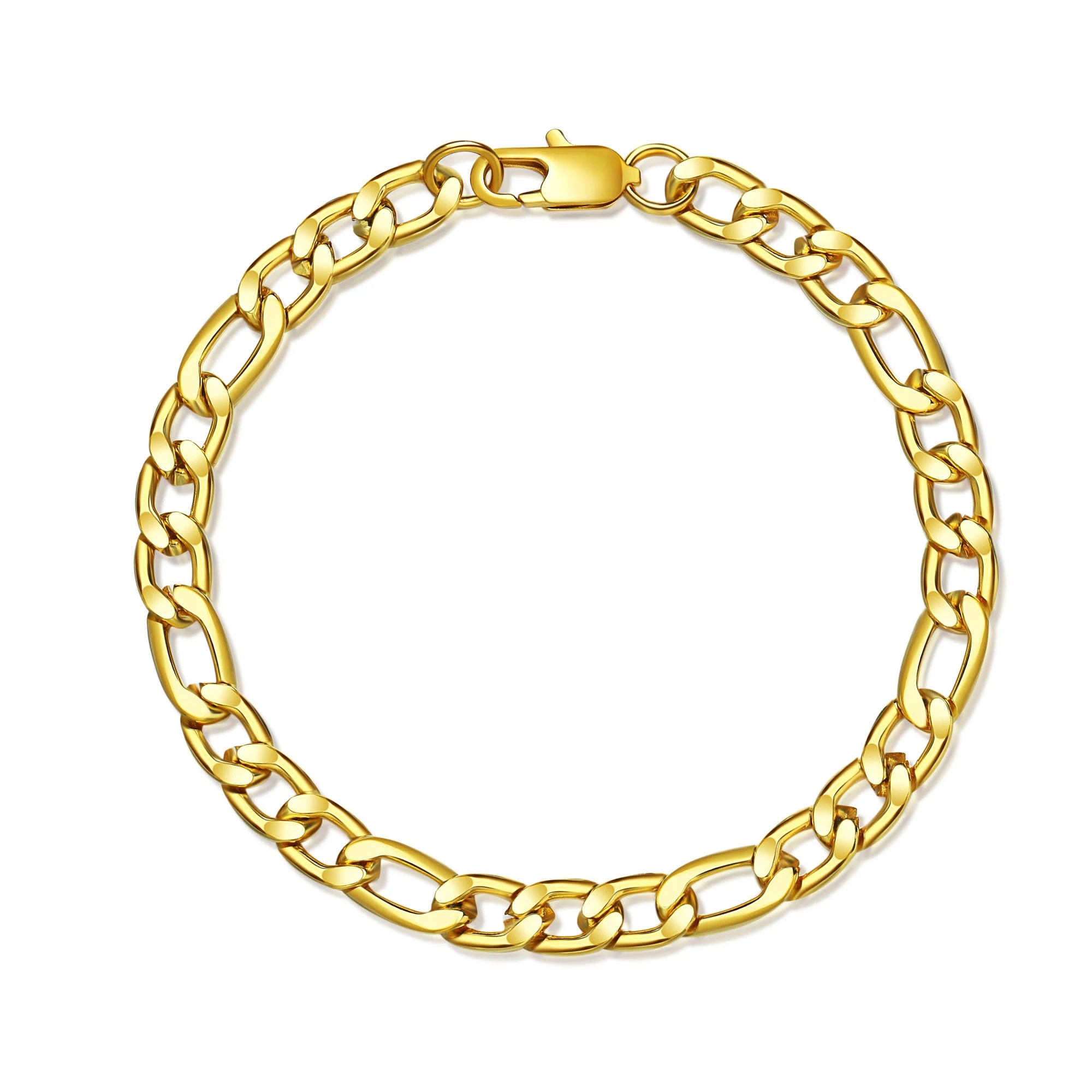 Spot Goods  18K Gold Plated Stainless Steel Bracelet Men Figaro Bracelet Charm Bracelet Women