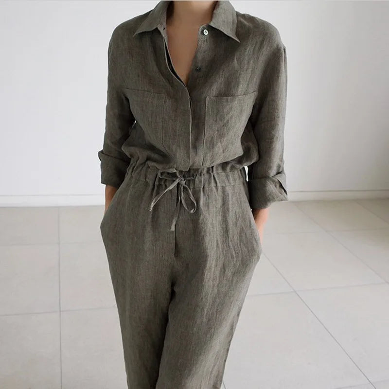 Wholesale 2026 Autumn New Fashion Cotton Linen Shirt Long-sleeved Suit Loose Nine-point Wide-leg Casual Pants Sets
