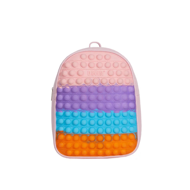 Wholesale Waterproof Fashion Lady Silicone Push Bubbles Children's Backpack School Bags Fidget Toys Printed
