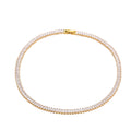 Chris April Fashion Jewelry PVD Gold Plated 316L Stainless Steel Bing Bling Full Bejeweled Zircon Choker Chain Necklace Set