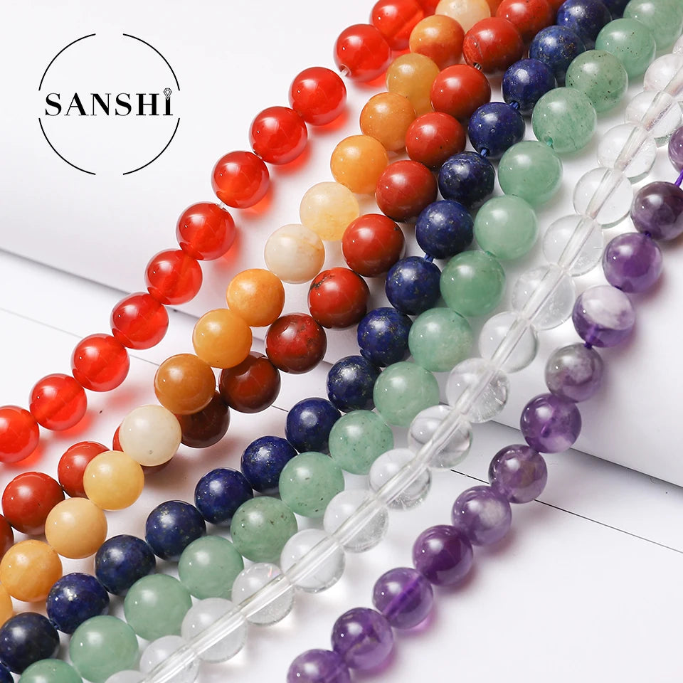 7 Chakra Stone Round Gemstone Beads Nature Stone Loose Beads Nature Healing Stones Bulk Beads