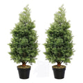 3ft 90cm Fake Topiary Trees Artificial Plants Green Oval Cedar Cypress Tree Potted Faux Pine Thuja Bonsai for Indoor Outdoor