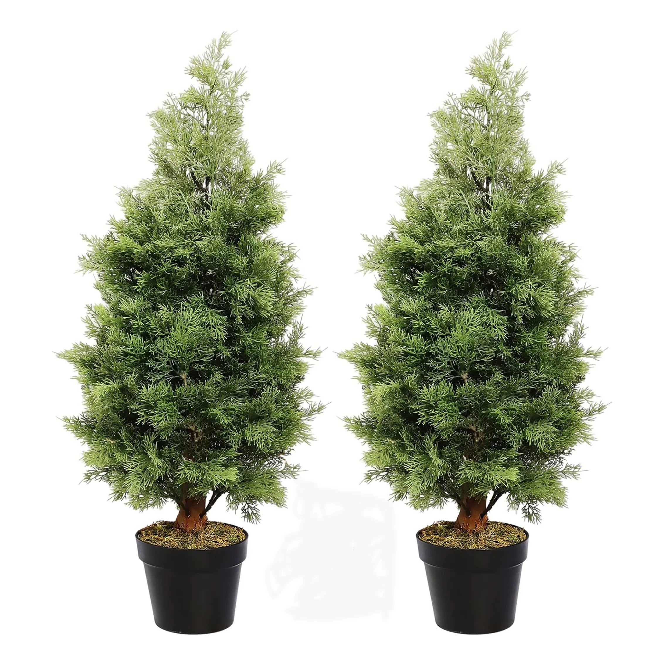 3ft 90cm Fake Topiary Trees Artificial Plants Green Oval Cedar Cypress Tree Potted Faux Pine Thuja Bonsai for Indoor Outdoor