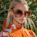 New Style Fashion Eyewear Oversized Sunglass Hollow Temples Luxury Female Sunglasses
