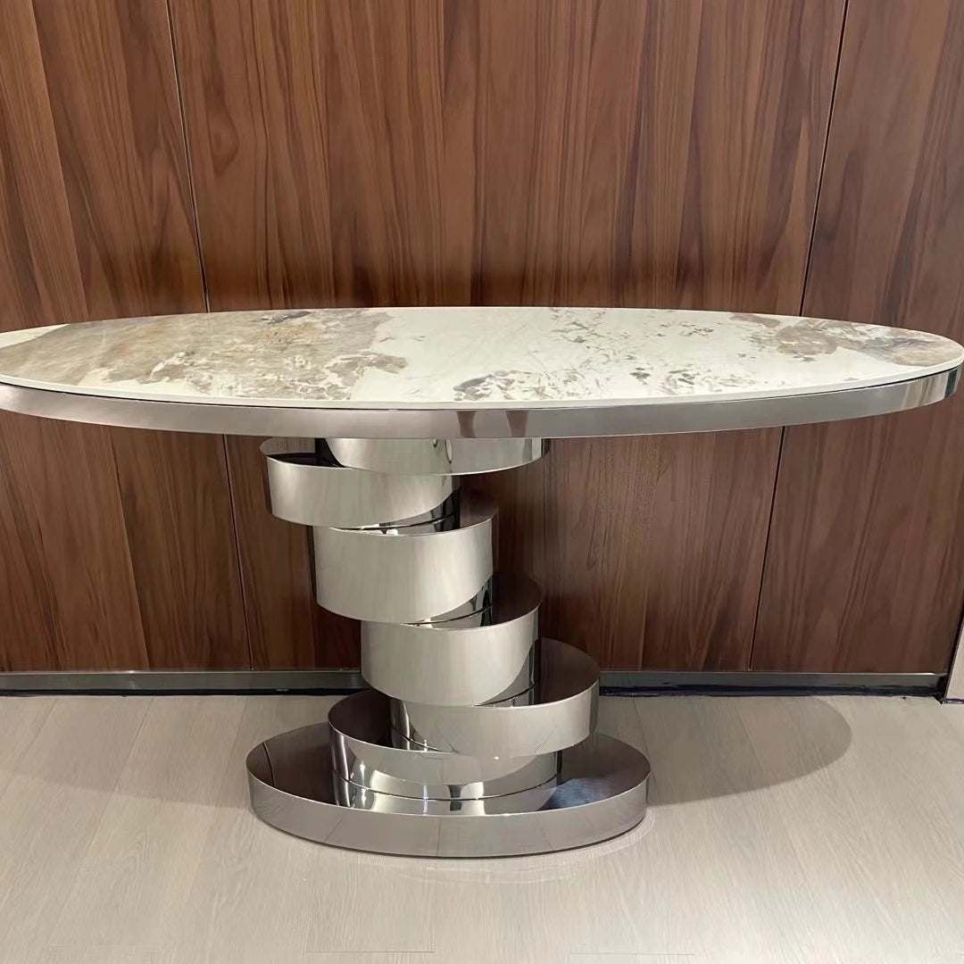 Modern Natural Marble Console Table Metal Golden SS Frame  Furniture  Console Tables