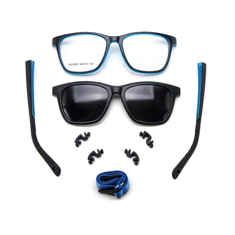 Adjustable Strap Sport Glasses Nano Materials Combined Silicone Wayframe Flexible Optical Frame Clip Polarized Lens 3607 Series