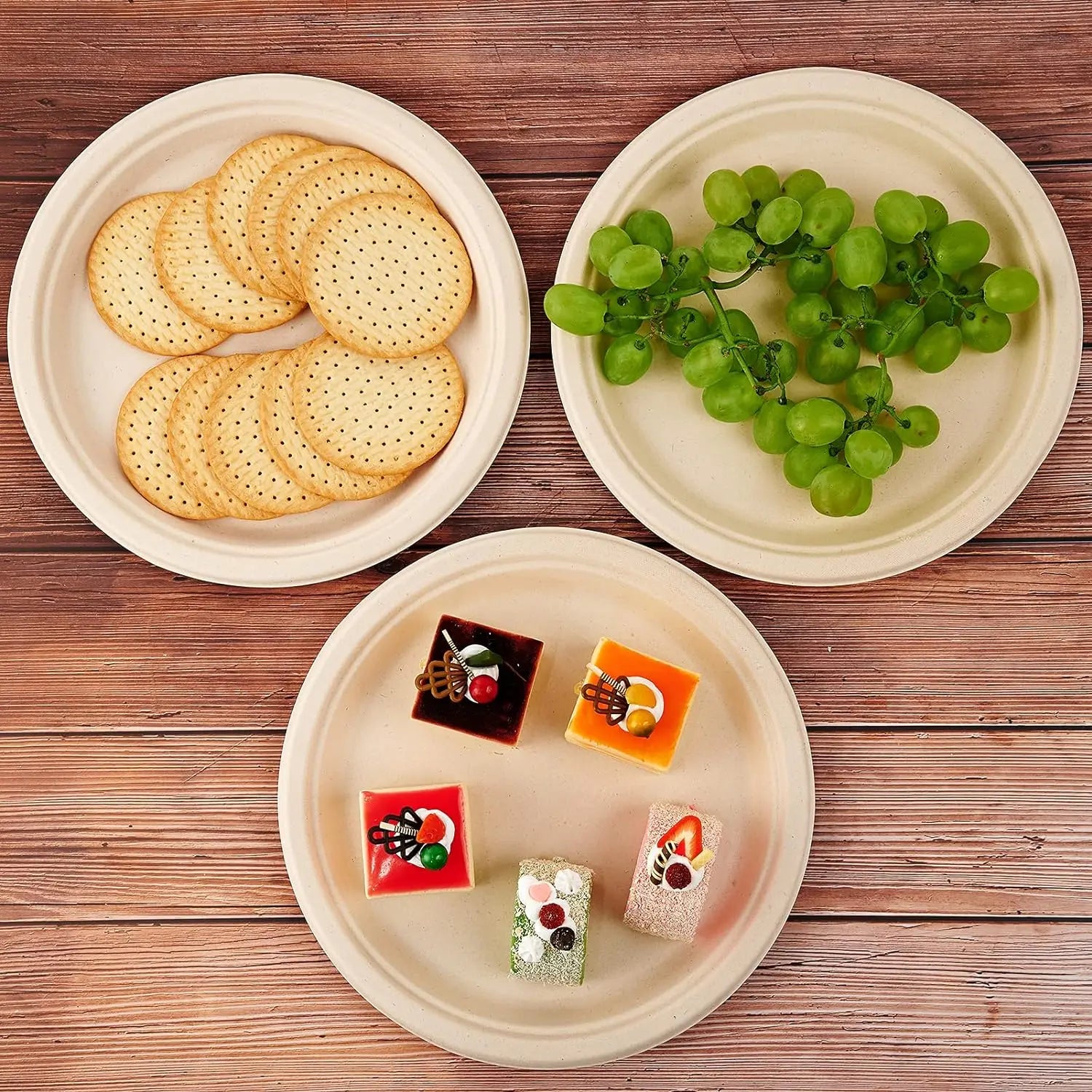 Eco-friendly Biodegradable 3 Compartment Disposable Portioned 100% Sugarcane Bagasse Camping Dinner Plates