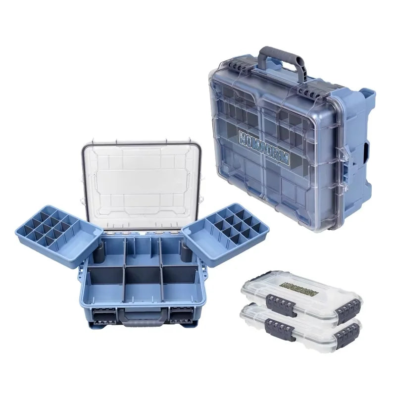 Waterproof Portable Tackle Box with Trays Large Capacity Multifunctional Plastic Fishing Storage Bag