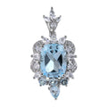 Factory Wholesale Rhodium Plated 925 Sterling Silver Cushion Cut Natural Sky Blue Topaz Pendant for Women Gift Daily Wear
