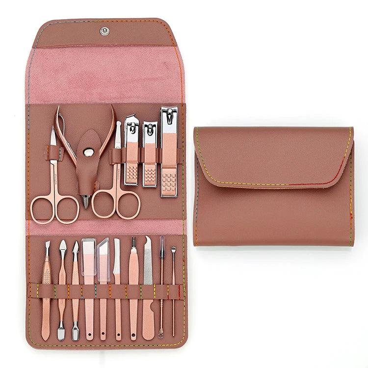 16-Piece Professional Nail Clipper Kit Stainless Steel Manicure & Pedicure Set