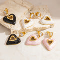 2025 New Light Luxury Colored Enamel Titanium Steel PVD Plated Heart Zircon Inlay Drop Earrings for Women Waterproof Jewelry