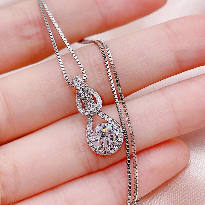 Luxury Romantic Water Drop Notes Diamond Lady Necklace Pendant Clavicle Chain Jewelry Hot Selling INS Style Daily Wear