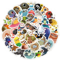 50Pcs Illustration Cartoon Bird Parrot Animal Art Graffiti Sticker for Children Kids Skateboard Guitar Vinyl Stickers
