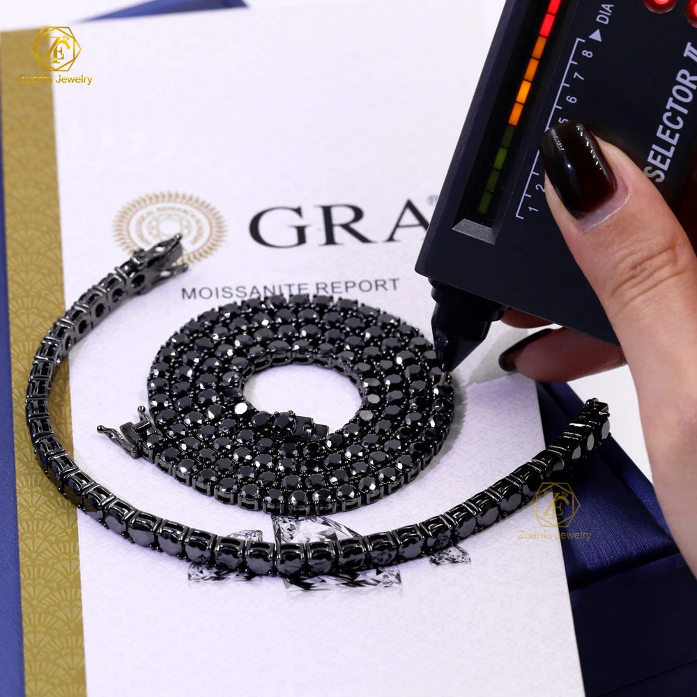 Bling Bling Unisex 1 Row Tennis Necklace/Bracelet Black Lab Created Diamonds 2MM 3MM 4MM 5MM 6.5MM Tennis Chain Moissanite Chain