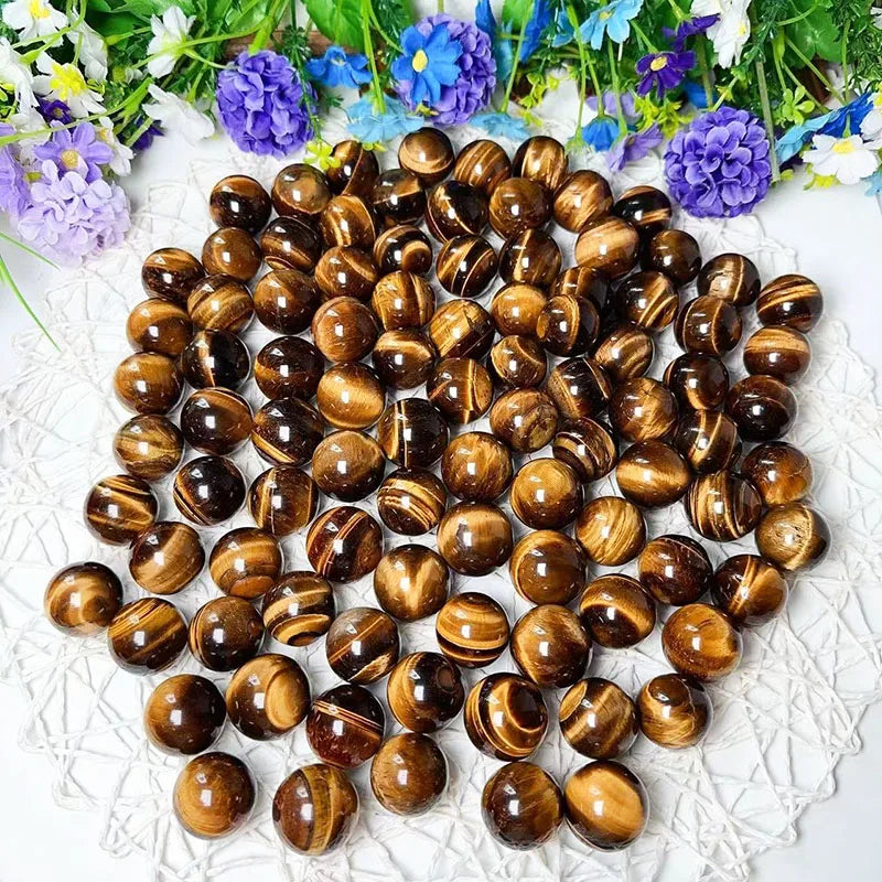 Wholesale Mini Natural Crystal Gemstone Ball Yellow Tiger Eye Small Sphere for Home Decoration
