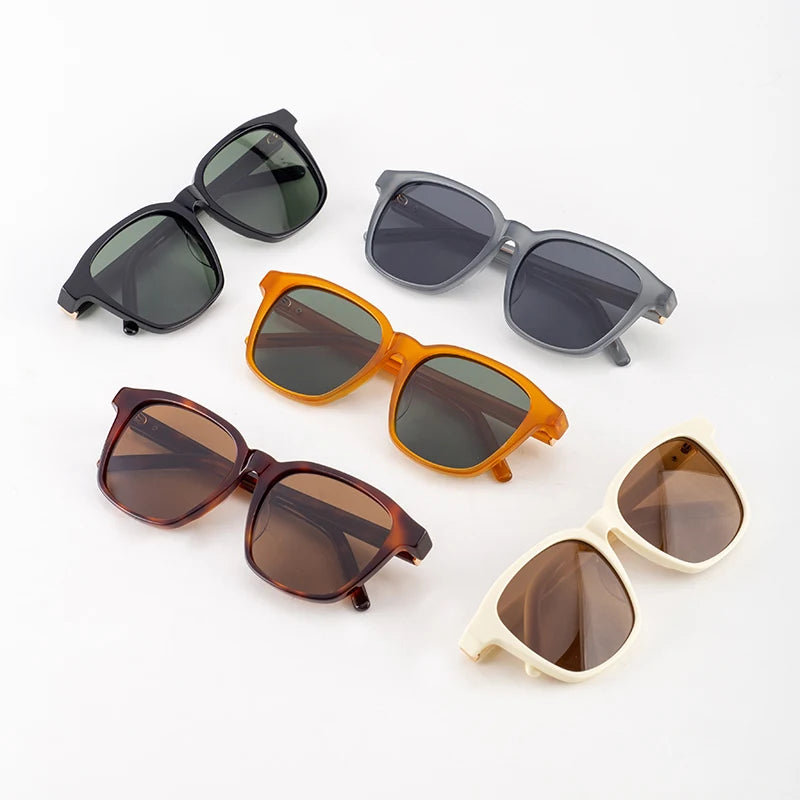 Trendy Acetate Frame Metal Sunglasses for Men and Women Custom Logo Square Multiple Colors with Polarized Lenses
