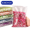 BOBOHOO Wholesale New Neon Color Glow Under Uv 3mm 4mm 5mm Sliver Bottom Resin Rhinestone in Bulk Package for Tumbler Decoration