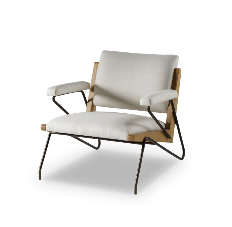 Comfortable Luxury Wood Fabric  Metal Legs Leisure Chaise Lounge Chair with Arm
