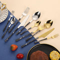 Wholesale Plastic Handle Flatware Set Stainless Steel Marble Spoon Fork and Knife Cutlery Set