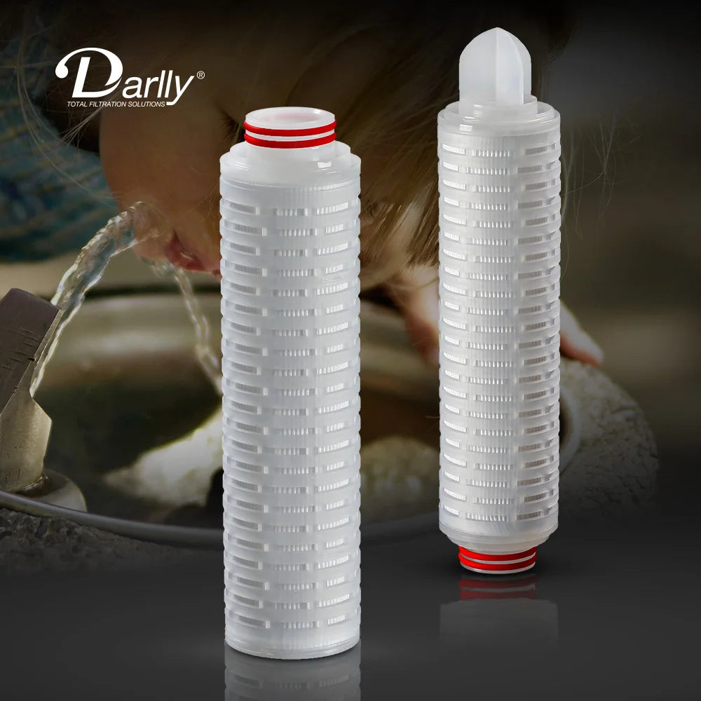 100% Integrity Tested Hydrophobic PTFE Micro Pleated Filter Cartridges High Flow Rate 80 Max Operating Temp for Air