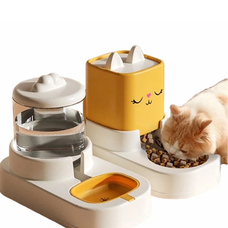 Large Capacity Cat Dog Bowl Cute Cartoon Pet Automatic Feeding Food Storage Bucket and Water Dispenser
