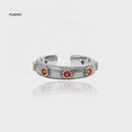 FUAMAY Vintage 925 Solid Silver Open Finger Ring CZ Zirconia Flower Classic Ladies' Wedding Party Accessory Women's Jewelry