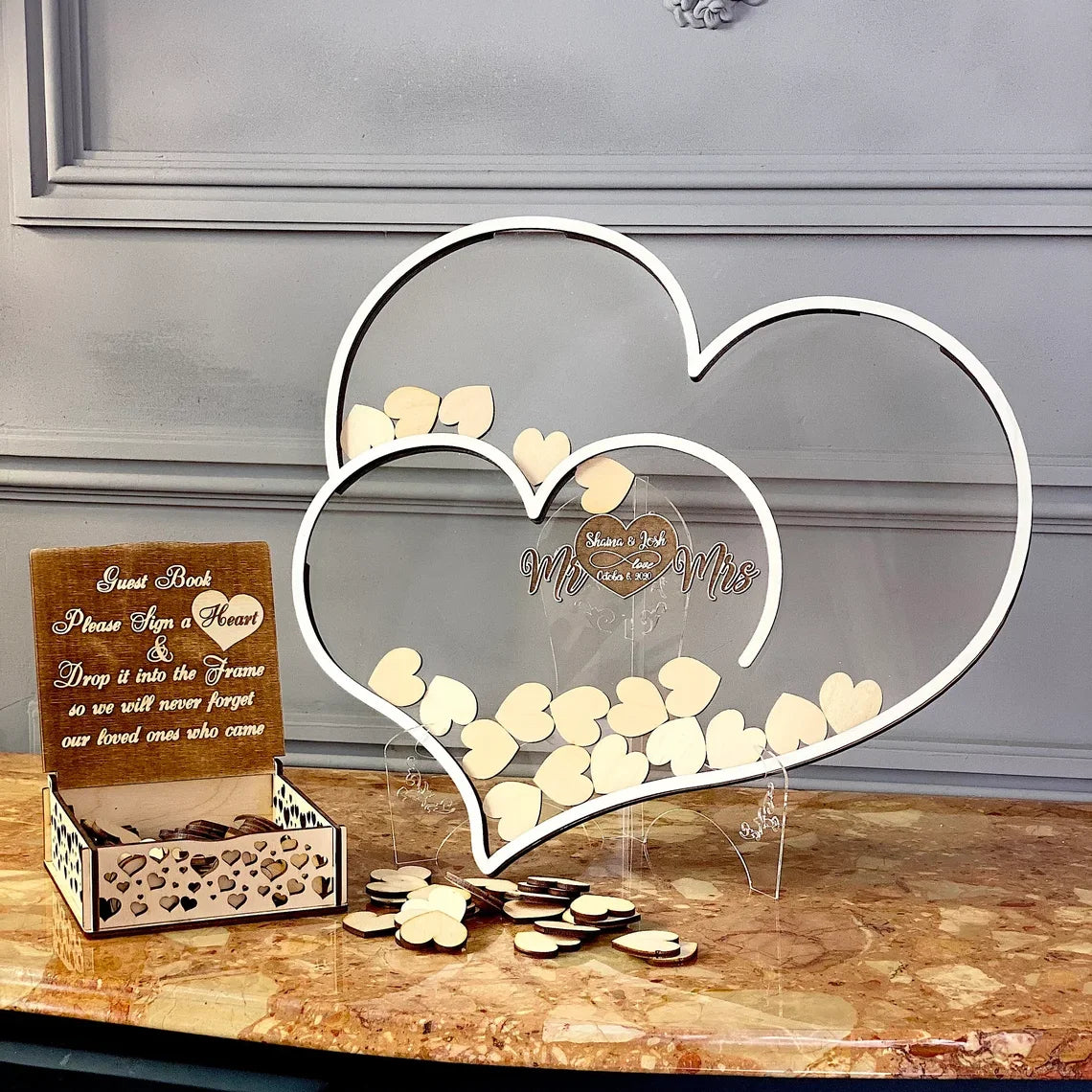 PAFU Rustic Wedding Reception Wedding Guest Book Sign Drop Top Frame