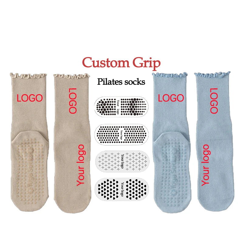 Custom Made 100% Cotton Spandex Pilates Yoga Socks Quality Crew Anti-Bacterial Breathable Open Sporty Design for Summer