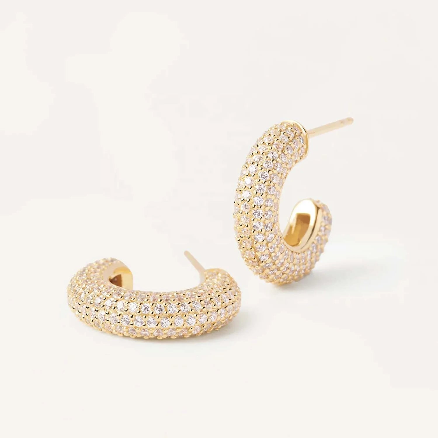 LOZRUNVE New Luxury Diamond Chunky Dome Hoop Earring 925 Silver for Women Girl
