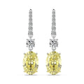 8A CZ Canary 925 Sterling Silver Tassel Charm Ear Hooks Children's Classic Geometric Long Earrings Oval Brilliant Cut Pointed