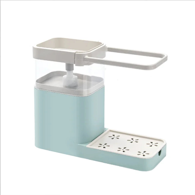 3 in 1 Soap Pump Dispenser Kitchen Sponge Holder Caddy Sponge Dispenser